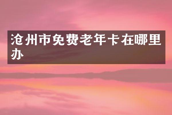 沧州市免费老年卡在哪里办