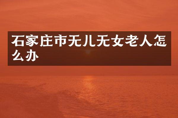 石家庄市无儿无女老人怎么办