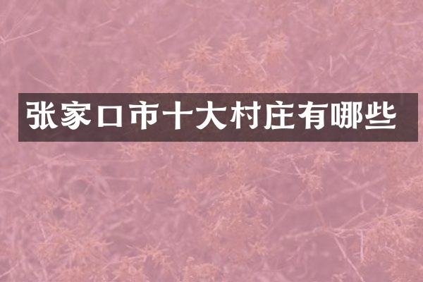 张家口市十大村庄有哪些
