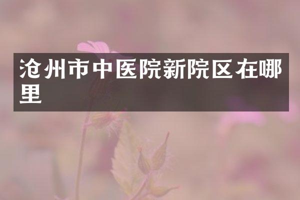 沧州市中医院新院区在哪里