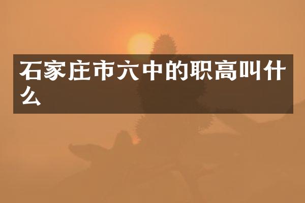 石家庄市六中的职高叫什么