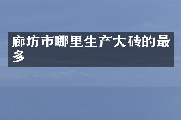 廊坊市哪里生产大砖的最多