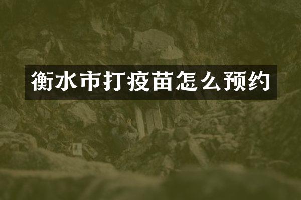衡水市打疫苗怎么预约
