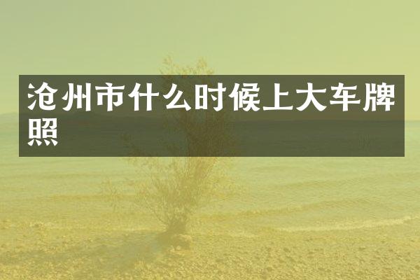 沧州市什么时候上大车牌照