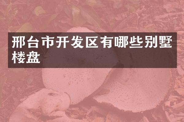 邢台市开发区有哪些别墅楼盘
