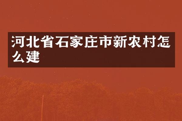 河北省石家庄市新农村怎么建