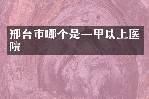 邢台市哪个是一甲以上医院
