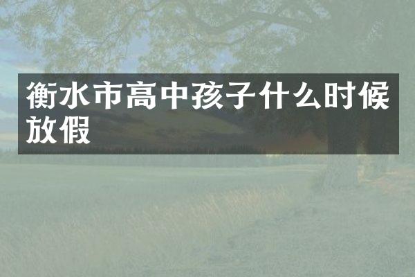 衡水市高中孩子什么时候放假