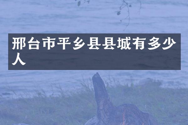 邢台市平乡县县城有多少人