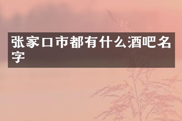 张家口市都有什么酒吧名字