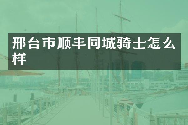 邢台市顺丰同城骑士怎么样