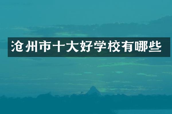 沧州市十大好学校有哪些