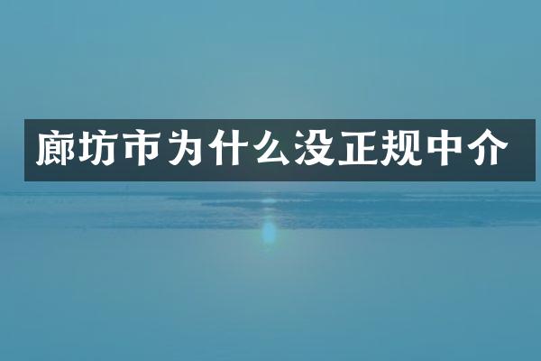 廊坊市为什么没正规中介