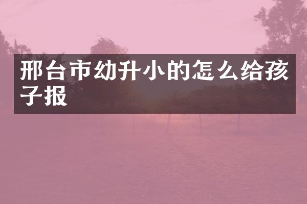 邢台市幼升小的怎么给孩子报