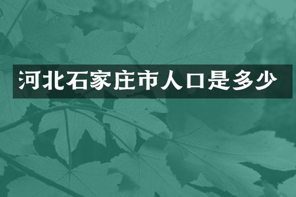 河北石家庄市人口是多少