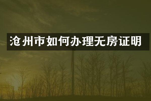 沧州市如何办理无房证明