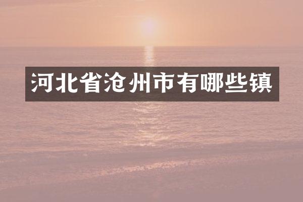 河北省沧州市有哪些镇