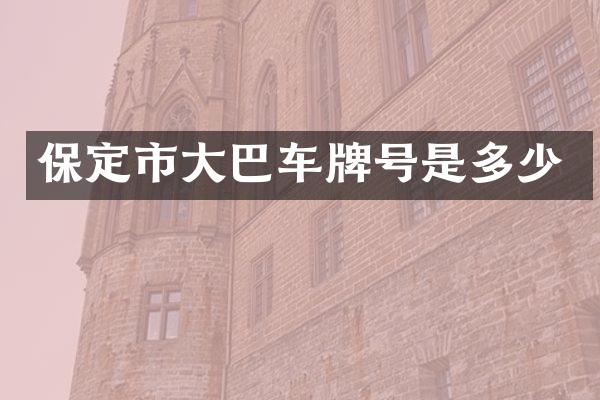 保定市大巴车牌号是多少