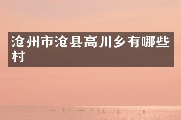 沧州市沧县高川乡有哪些村