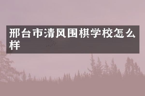 邢台市清风围棋学校怎么样