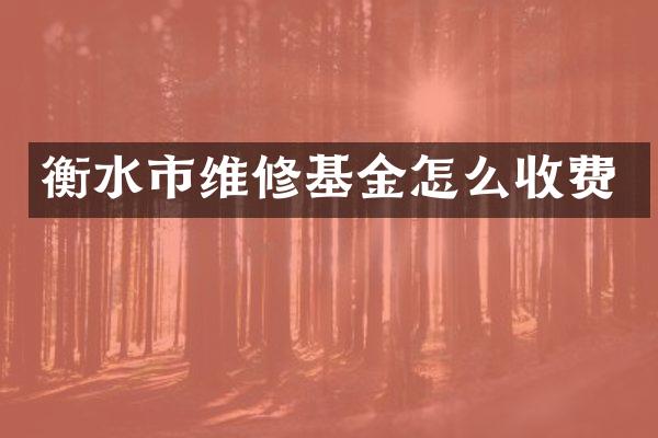 衡水市维修基金怎么收费