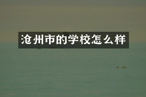 沧州市的学校怎么样