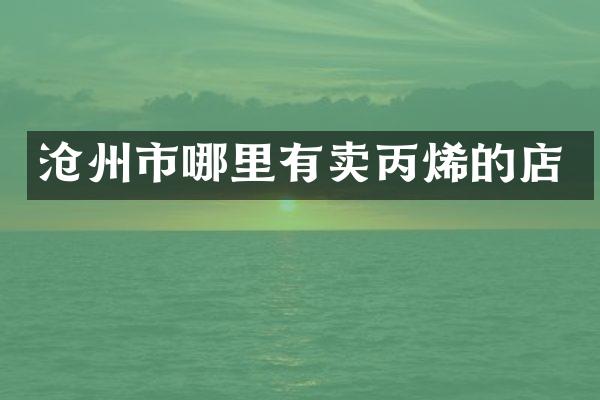 沧州市哪里有卖丙烯的店