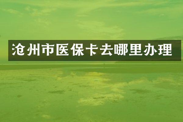 沧州市医保卡去哪里办理