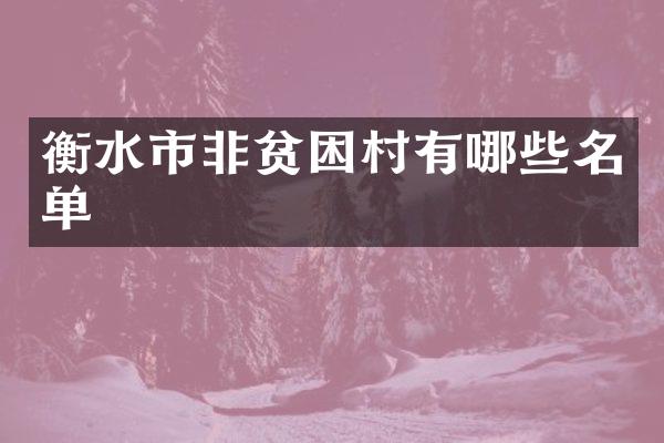 衡水市非贫困村有哪些名单