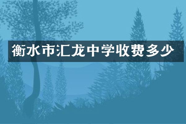 衡水市汇龙中学收费多少