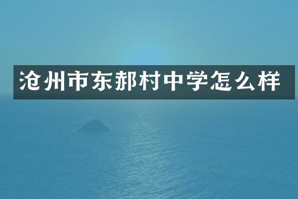 沧州市东郝村中学怎么样