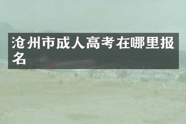 沧州市成人高考在哪里报名