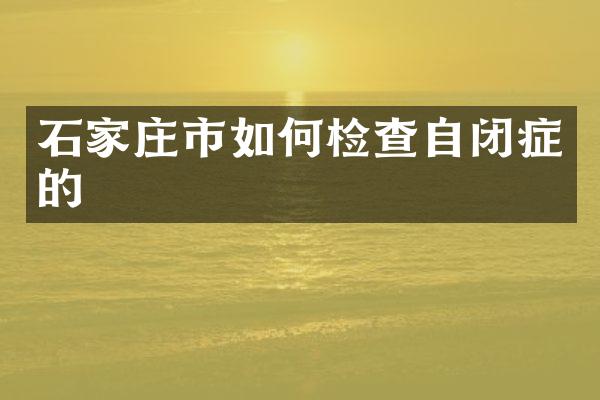 石家庄市如何检查自闭症的
