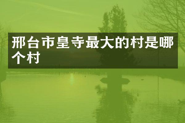 邢台市皇寺最大的村是哪个村