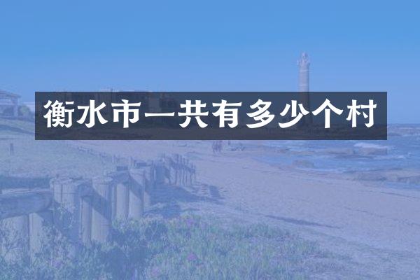 衡水市一共有多少个村