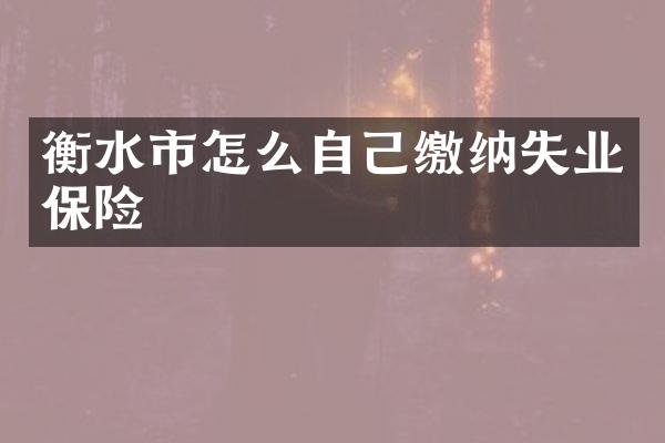 衡水市怎么自己缴纳失业保险