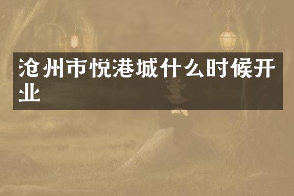沧州市悦港城什么时候开业