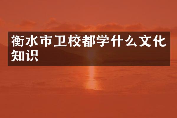 衡水市卫校都学什么文化知识