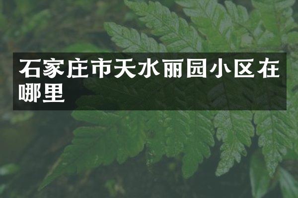 石家庄市天水丽园小区在哪里