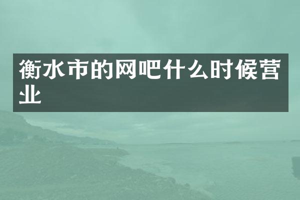 衡水市的网吧什么时候营业