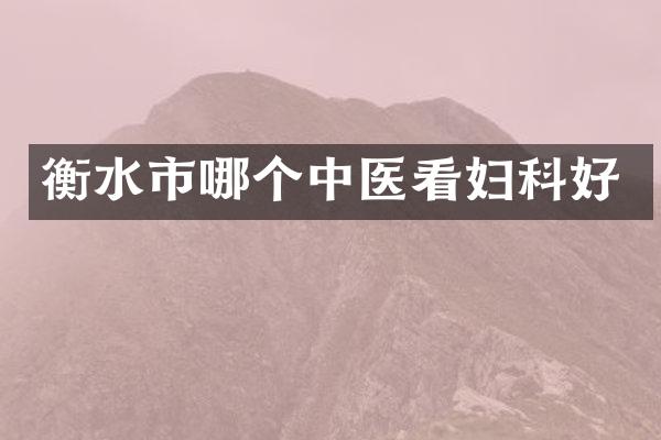 衡水市哪个中医看妇科好