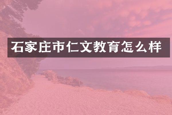 石家庄市仁文教育怎么样