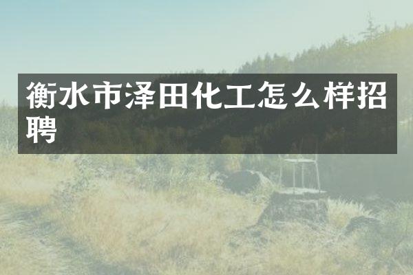 衡水市泽田化工怎么样招聘