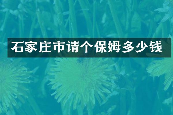 石家庄市请个保姆多少钱