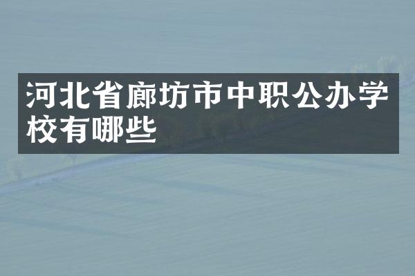 河北省廊坊市中职公办学校有哪些