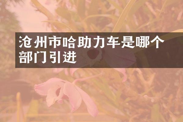 沧州市哈啰助力车是哪个部门引进
