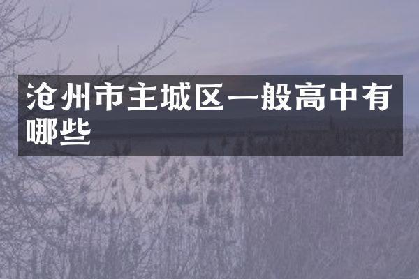 沧州市主城区一般高中有哪些