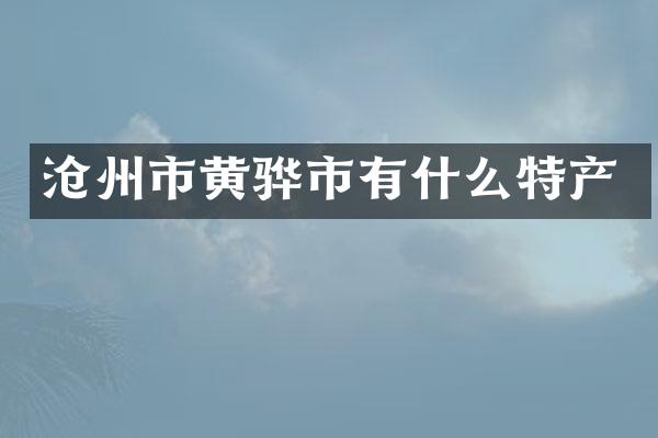 沧州市黄骅市有什么特产
