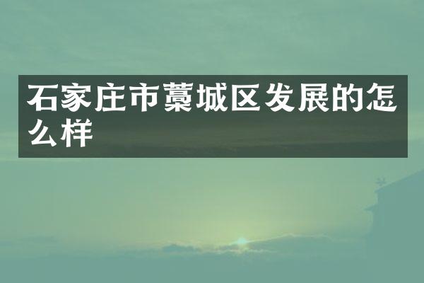 石家庄市藁城区发展的怎么样