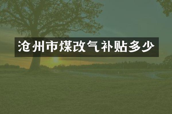 沧州市煤改气补贴多少
